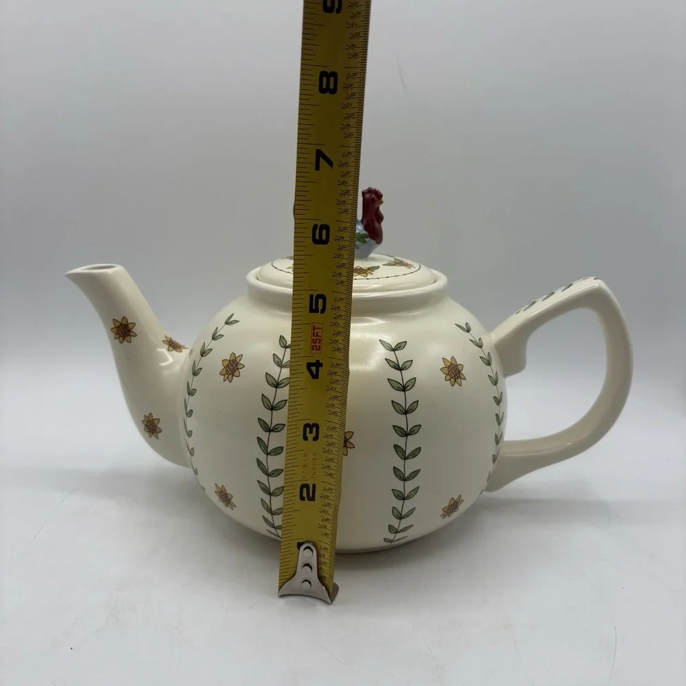 Vintage Y2K‎ Teapot & Sugar Bowl w/ Rooster Decoration Country Style Farmhouse